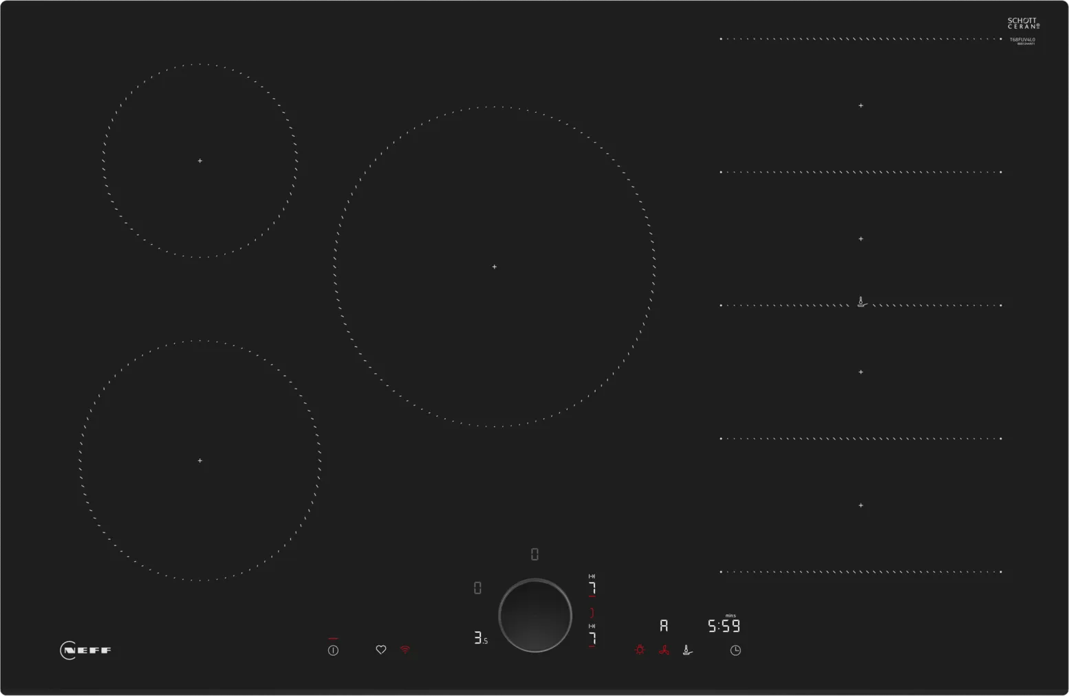 Neff T68FUV4L0 N 90 80cm Flex Induction Hob Black Glass - Araco Interiors