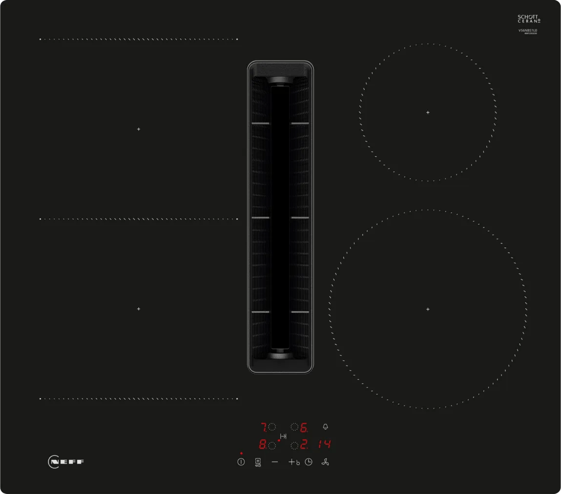 Neff V56NBS1L0 N 50 60cm Venting Hob Black Glass - Araco Interiors