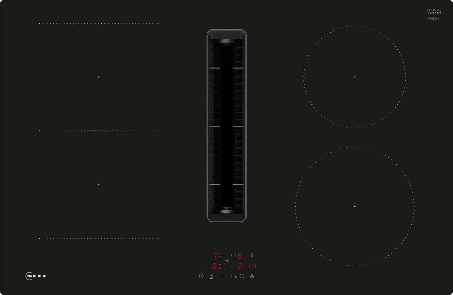 Neff V58NBS1L0 N 50 80cm Venting Hob Black Glass - Araco Interiors