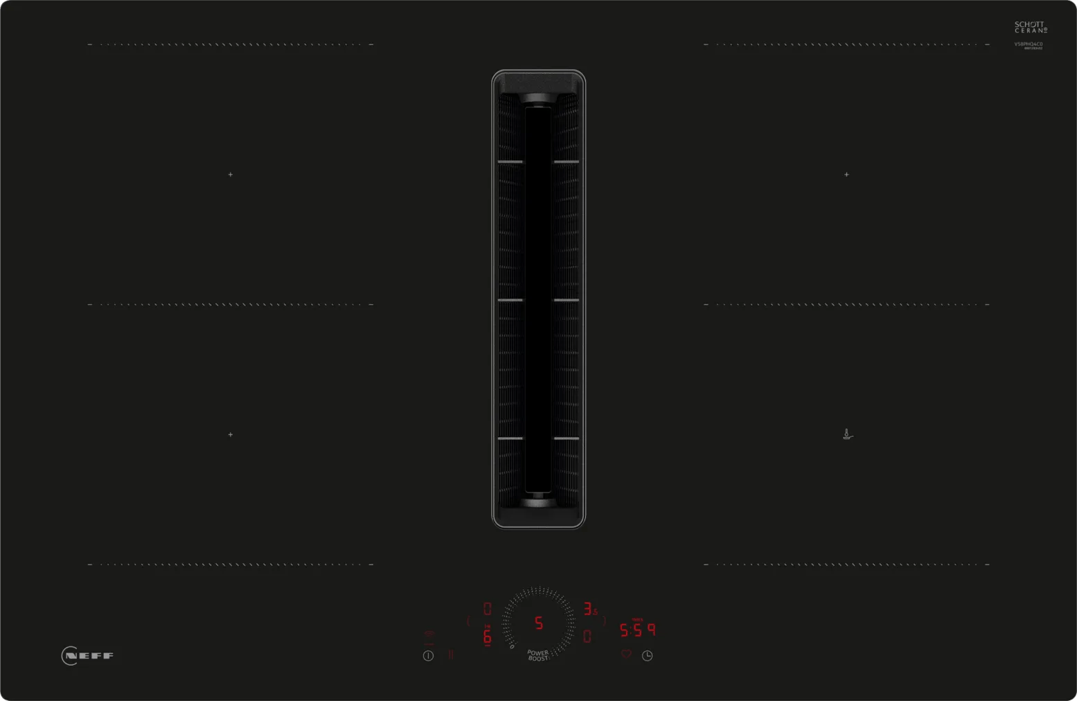 Neff V58PHQ4C0 N 70 80cm Venting Hob Black Glass - Araco Interiors