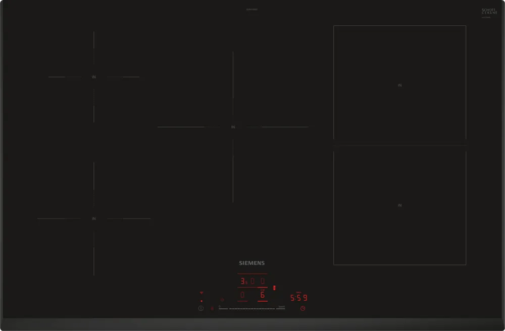 Siemens ED851HWB1E iQ500 80cm Induction Hob Black Glass - Araco Interiors