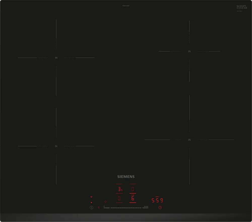 Siemens EH631HEB1E iQ100 60cm Induction Hob Black Glass - Araco Interiors