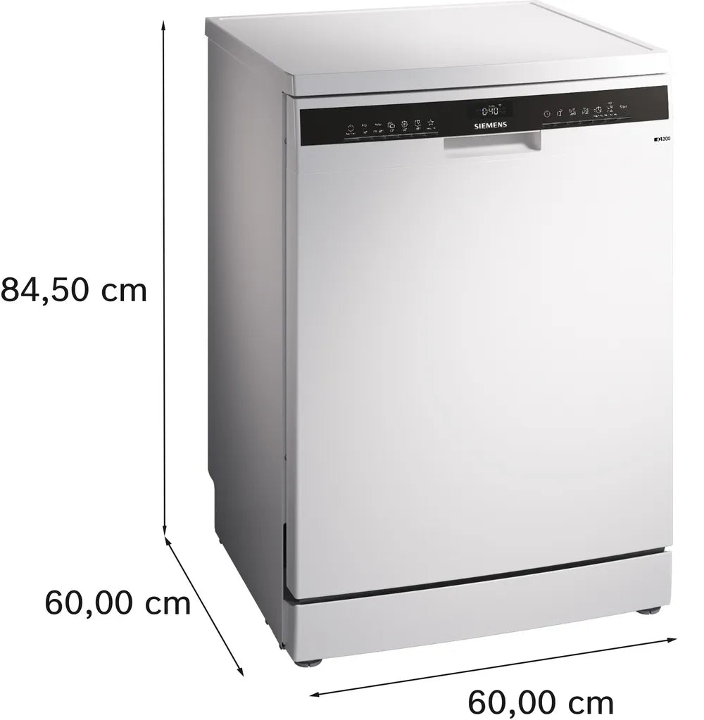 Siemens SN23EW03ME iQ300 60cm Freestanding Dishwasher White - Araco Interiors