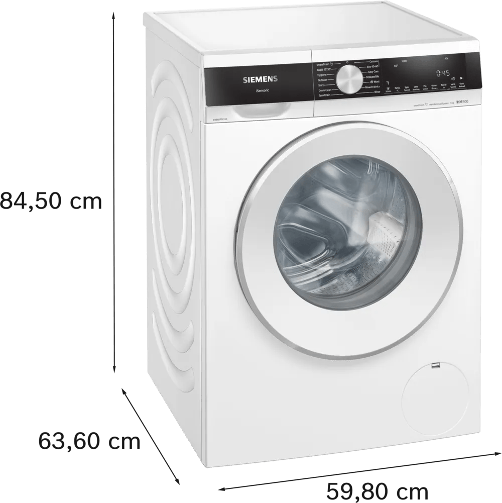 Siemens WG56G2Z1GB iQ500 10kg 1600rpm Freestanding Washing Machine White - Araco Interiors