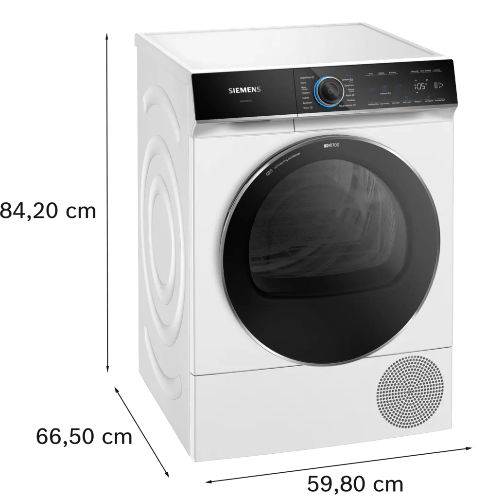 Siemens WQ46B2C9GB iQ700 Heat Pump 9kg Freestanding Tumble Dryer White - Araco Interiors