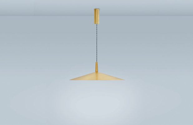 CTO Lighting Tinto - Medium - Flex - DALI-A Pendant Light satin brass shade and black silk braided flex-0